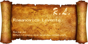 Romanovics Levente névjegykártya